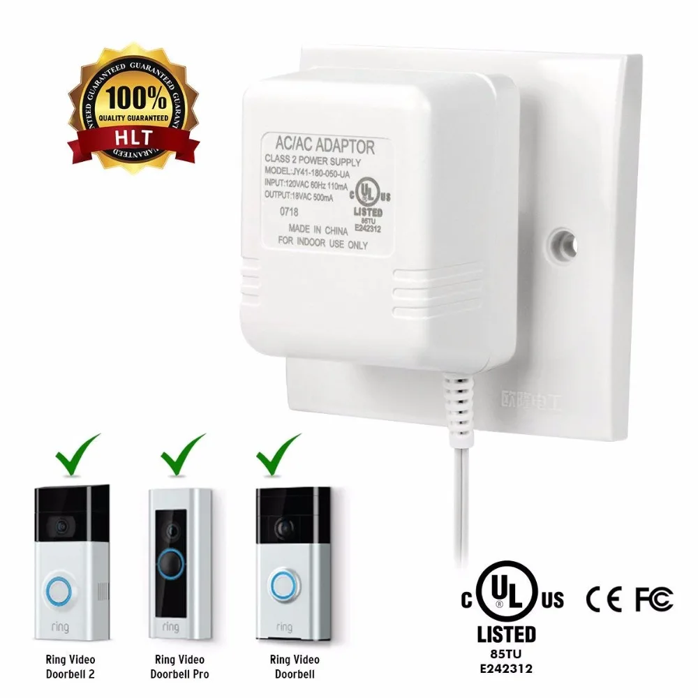 

Hyleton Power Adapter for Ring Video Doorbell 18V 100V-240V Converter Adapter AC 18V for Ring video doorbell 2 /pro