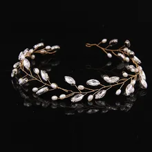 TUANMING свадебные ободки с кристаллами, золотые аксессуары для волос, новая тиара, свадебные повязки для волос ручной работы, вечерние женские украшения для волос