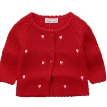 Свитер для маленьких девочек; пальто; сезон весна-осень; Повседневный хлопковый Зимний вязаный кардиган для маленьких девочек 0-2 лет