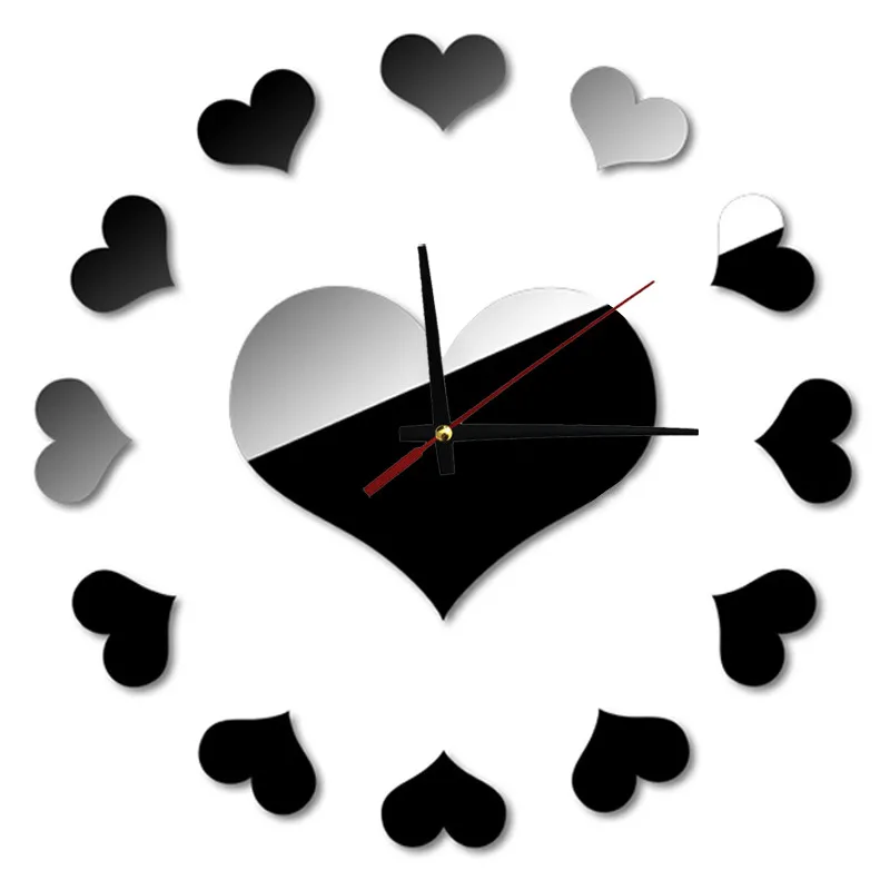 

2019 Home Decoration Accessories Loving Heart DIY Clock Self Adhesive Interior Wall Creative Decoration Decoracion Hogar