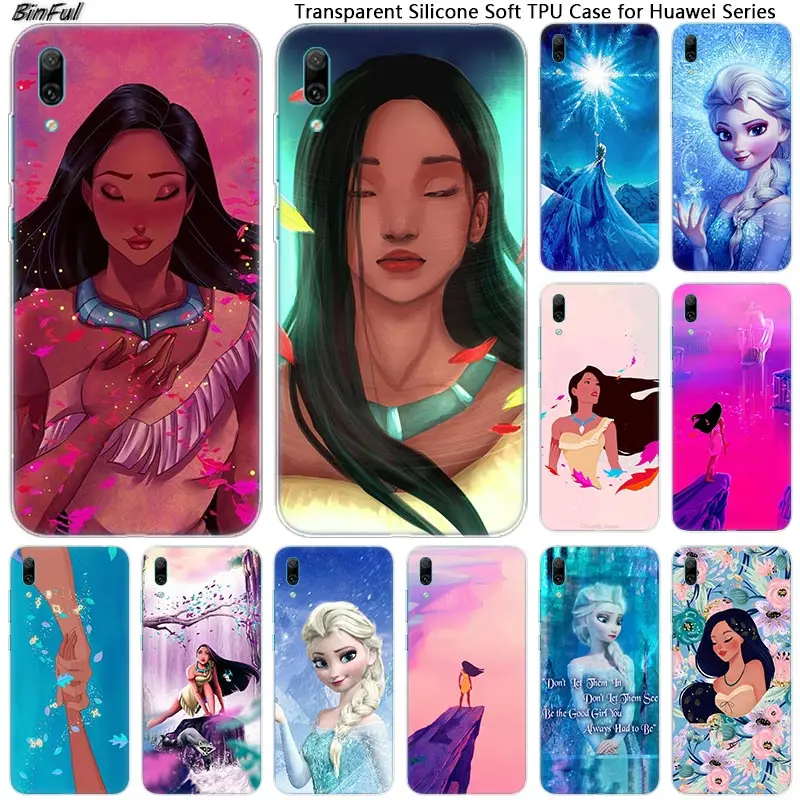 

Hot Pocahontas Frozen Elsa Soft Silicone Phone Case for Huawei Mate 10 20 Lite Pro Enjoy 9S Y9 Y7 Y6 Y5 2019 2018 Pro 2017 Cover