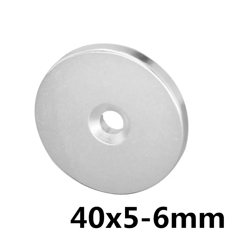 

1pc 40x5mm hole 6mm neodymium magnet 40mm*5mm-6mm NdFeB permanent round magnetic 40x5-6mm