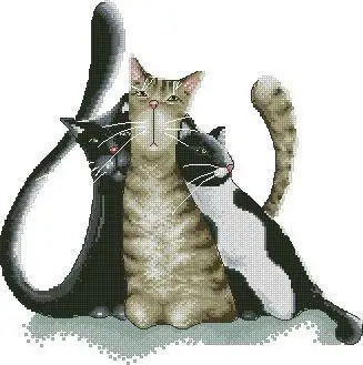 

Needlework 11CT 14CT 16CT 18CT Cross Stitch, DIY Count Cross Stitch, Embroidery Set,Three abstract cats