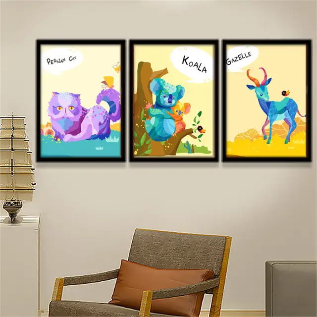 Online Shop Triptych Hewan Persia Kucing Kawaii Koala Gazelle A4