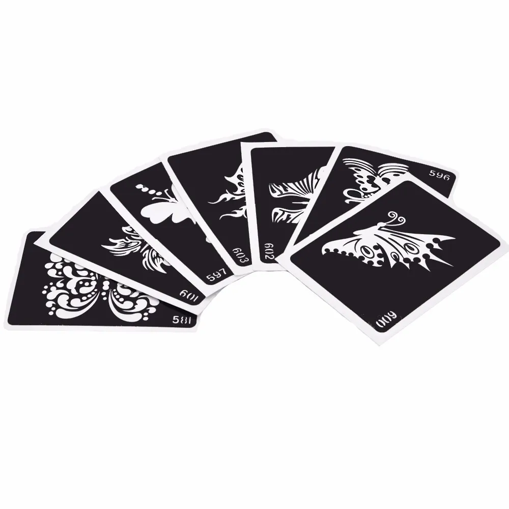 7 Pieces Hollow Butterfly Design Small Henna Tattoo Stencil Women DIY Body Art Airbrush Painting Mehndi Tattoo Stencil Number#02 (2)