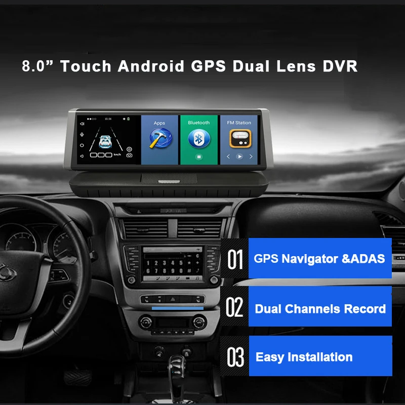 OnReal dash камера 8,0 Touch 4G Android gps двойной объектив Автомобильная камера ADAS gps FHD 1080P wifi авто регистратор камера заднего вида
