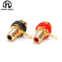 4pcs/set RCA Socket Power Amplifier Signal Cable Connector Adapter RCA Lotus Head Copper Gold Plated RCA Connector 1