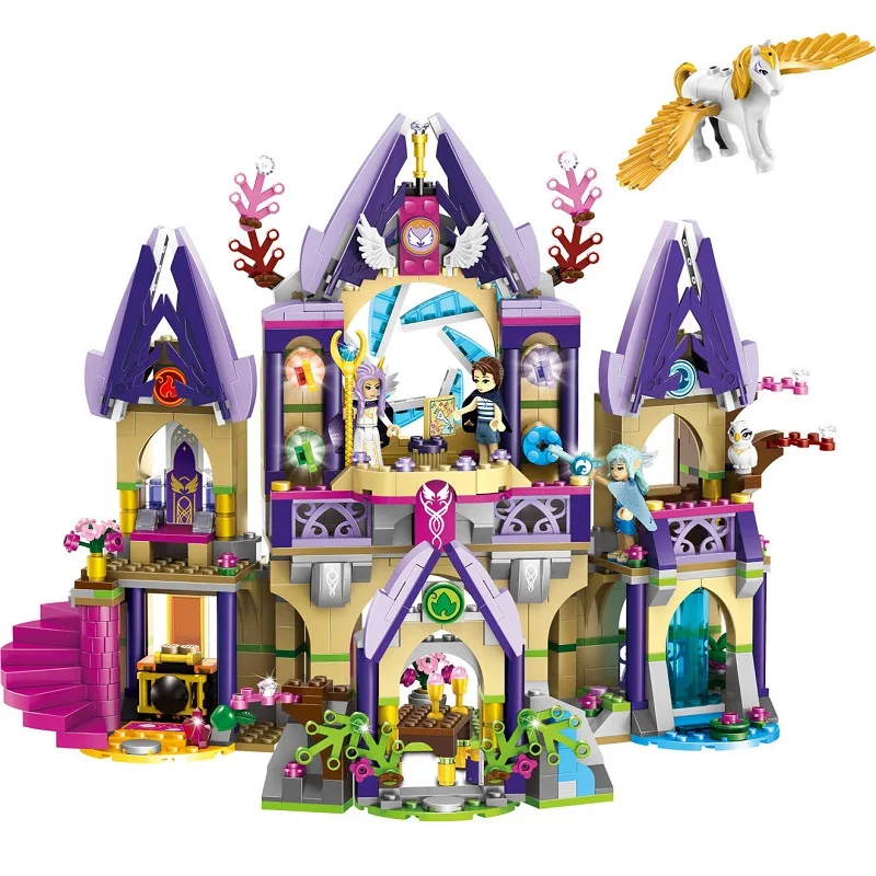 

817Pcs Girls Sky Castle Dragon Elves Model Building Blocks Compatible Legoings Prince Magic Friends Bricks Kids Educational Toys