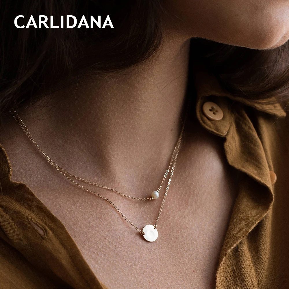

CARLIDANA Dainty Stainless Steel Necklace Women Multi Layer Choker Necklace Gold Color Pendants Necklace for women