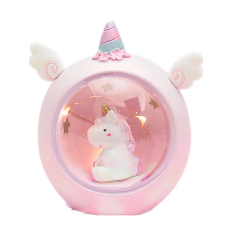 

LED Night Light Resin Pink Unicorn Cartoon Baby Nursery Lamp Breathing for Children Kid Girl Toy Christmas Gift