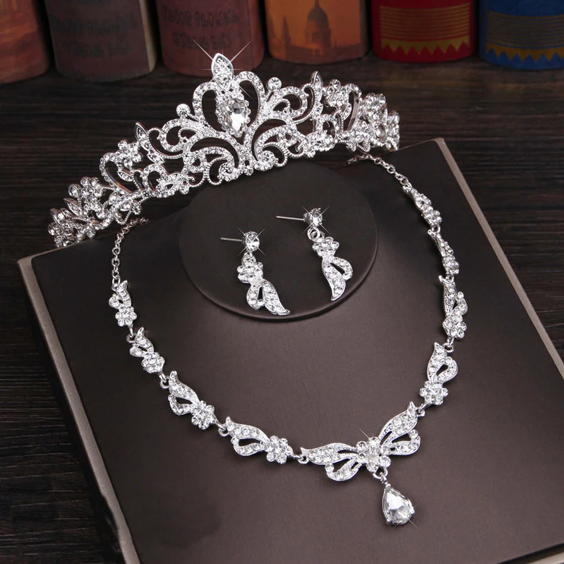 Дизайн de Moda Flor de ручек на выбор, Brincos de Noiva, комплект из 3 предметов, в форме сотуара, Coroas диадемы Nupcial сделать Casamento конъюнкт де Joias Acessórios