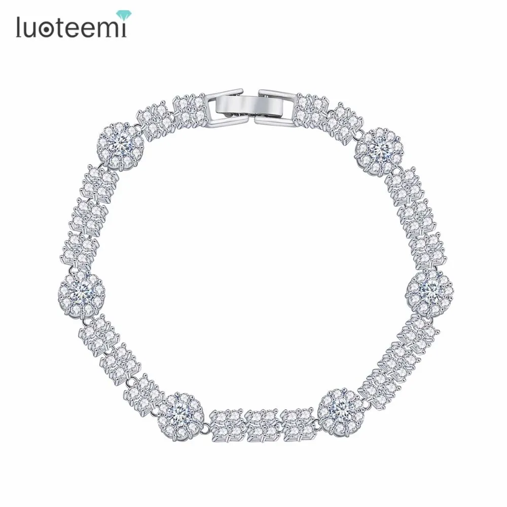 LUOTEEMI Fashion Classic Style Brand New Unique White Gold Plated font b bracelets b font font