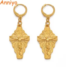 Anniyo микронезианские серьги с крестом для женщин и девочек, золотые серьги Гуам, Гавайские ювелирные изделия с Маршалловыми Островами#212206