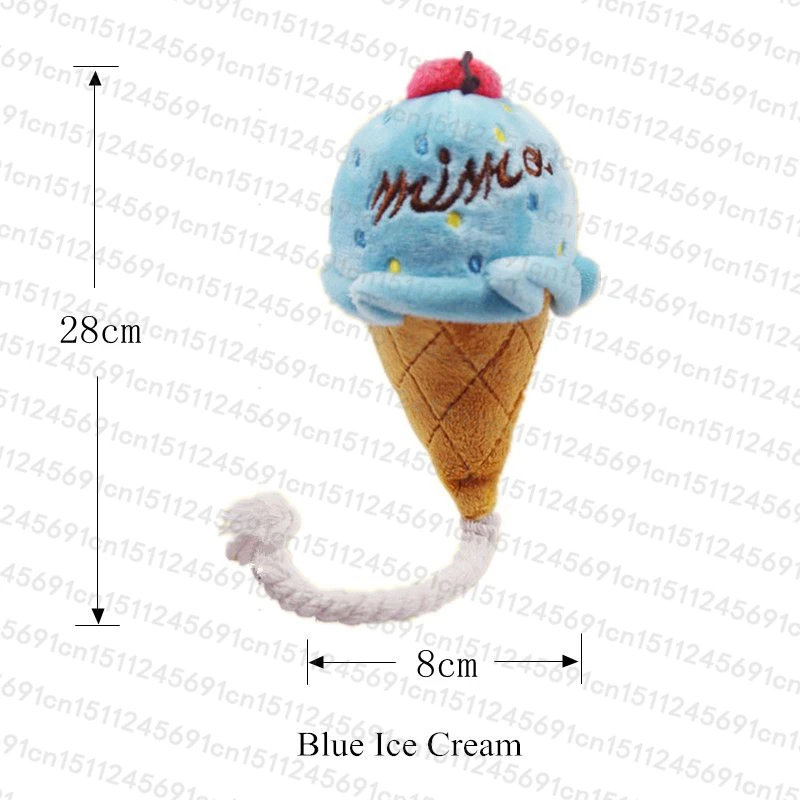 Blue Ice Cream 1 шт. плюшевая пищащая игрушка для собак, щенков, жевательных тренировок, звучащих домашних животных, игрушки из флиса для разделывания свиньи, утки, бутылочки для кормления, доступные виды, Прямая поставка - Цвет: Blue Ice Cream