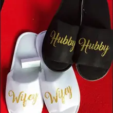 Персонализированные Свадебные wifey hubby тапочки для спа, на заказ birde жениха honneymoon подружки невесты Matron of honor тапочки предложение подарки