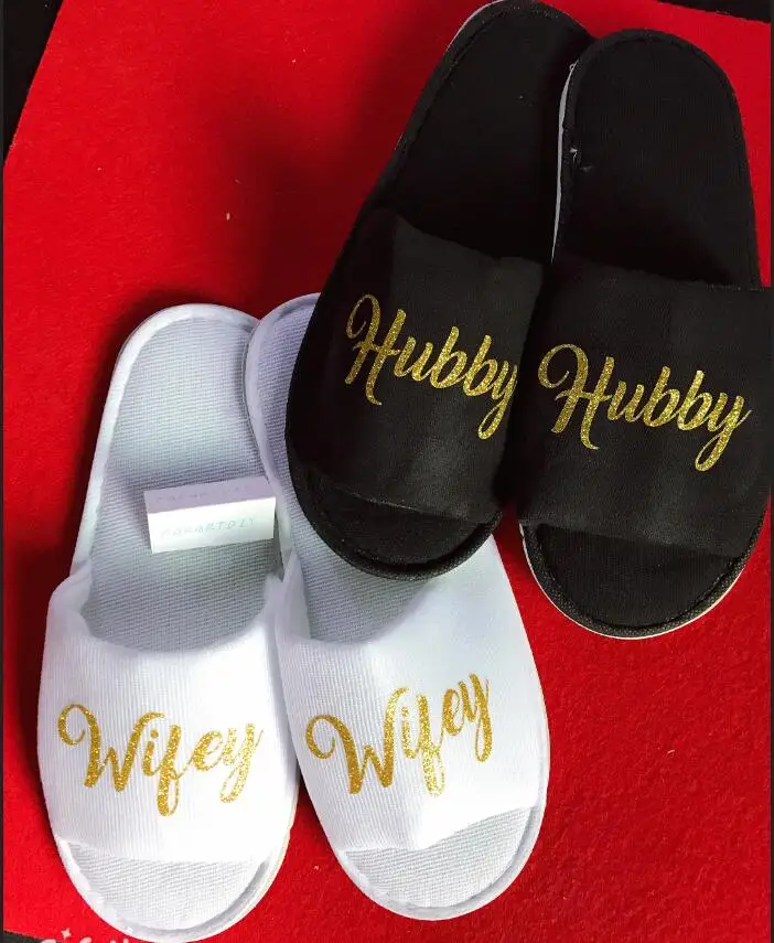 Индивидуальные свадебные тапочки wifey hubby spa индивидуальные Тапочки для подружек