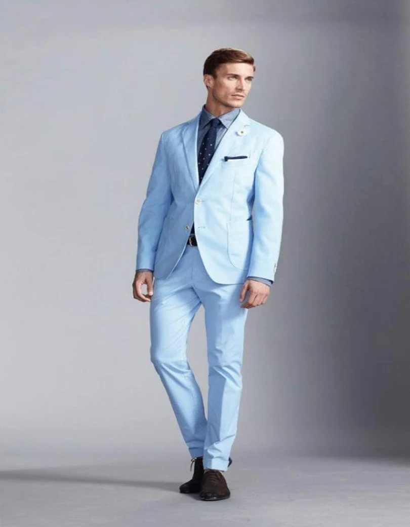 Sky Blue Suit Tan Shoes Sky Blue Suit Tan Shoes