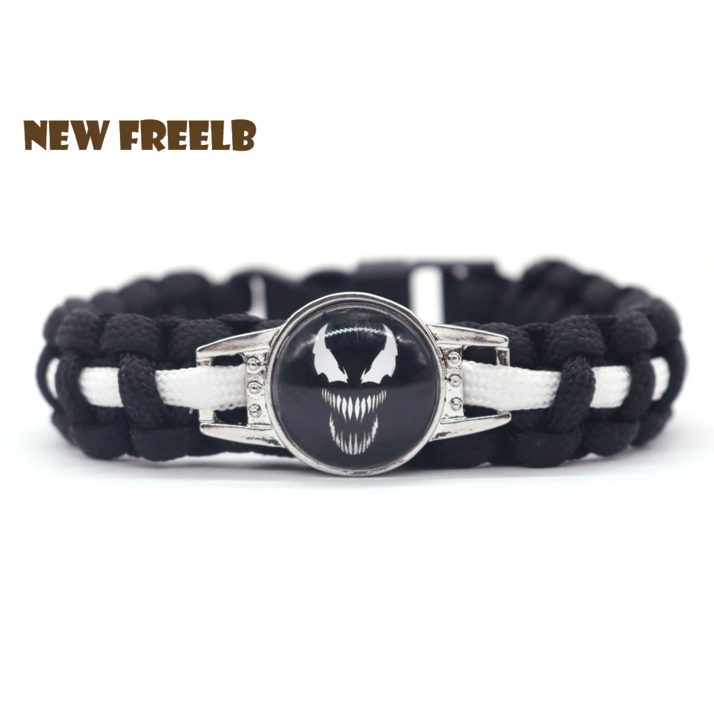 الهزلي خارقة السم الوجه شعار 550 Paracord أساور الزجاج اللون الأسود اليدوية مجوهرات في الهواء الطلق هدية عظيمة ل للجنسين المشجعين الهزلي خارقة السم الوجه شعار 550 Paracord أساور الزجاج اللون الأسود اليدوية مجوهرات في الهواء الطلق هدية عظيمة ل للجنسين المشجعين