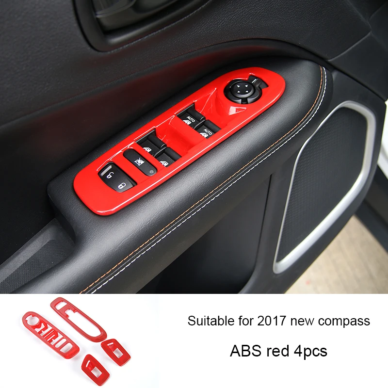 abs red Для Jeep Compass автомобильный воздушный приборной панели двери края авто аксессуары Полный Интерьер автомобиля красный цвет украшения аксессуары автомобильный Стайлинг - Цвет: abs red