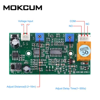 

24.125GHz DC 8-25V Induction door module Adjustable 24GHz Microwave Radar Sensor Module Delay Time Sensing Distance