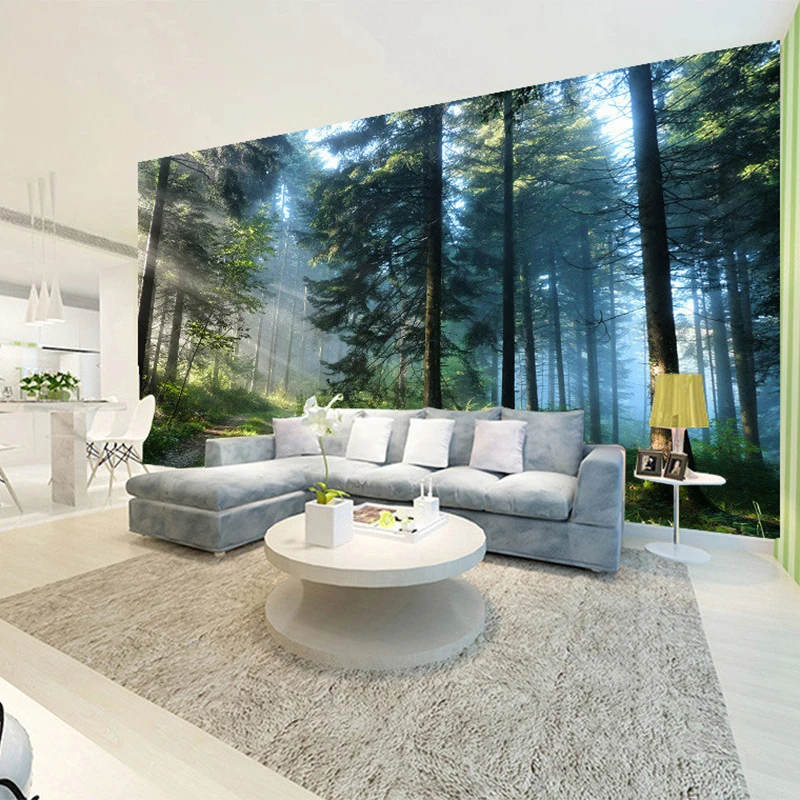 مخصص 3D أشعة الشمس الغابات الطبيعة صورة المشهد جدارية خلفيات المعيشة غرفة نوم خلفية جدار تصميم جدارية Papel دي Parede