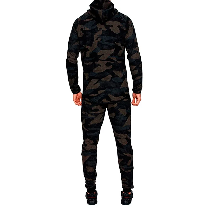 2018 осенний мужской спортивный костюм для фитнеса комплект с камуфляжным принтом