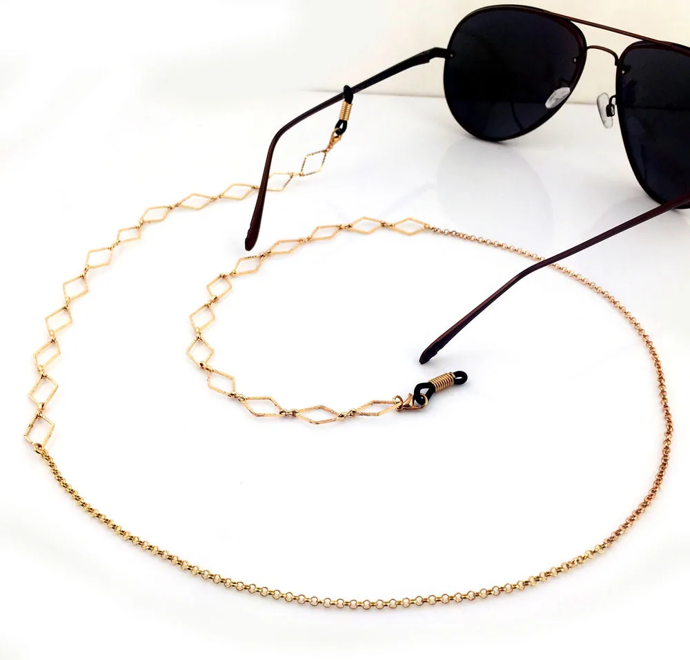 Fashion Reading Glasses Chain for Women Metal Sunglasses Cords Beaded Eyeglass Lanyard Hold Straps Gold silver Eyewear Retainer