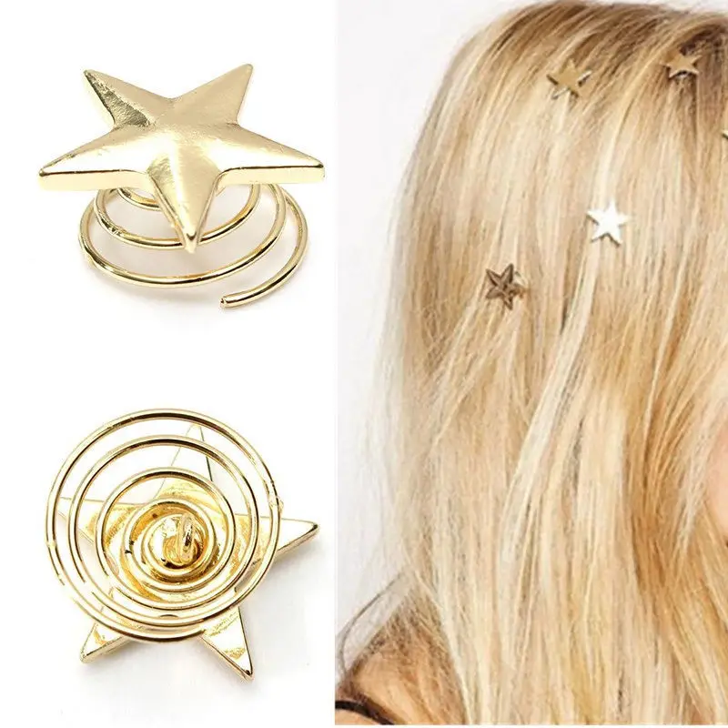 1pc Gold Star Twists Coils Swirl Spiral Hairpins Simple Fashion