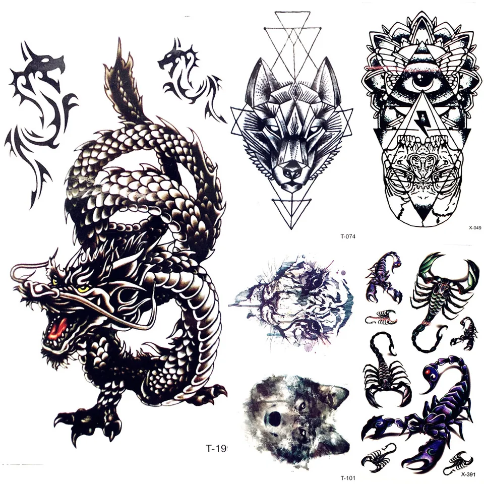Chinese Black Dragon Temporary Tattoo Stickers Men Body Arm Art Painting Fake Tattoo Cloud Forest Tatto Tribal Boys Hands Chest Tatto Tribal Tattoos Cloudsstickers Men Aliexpress