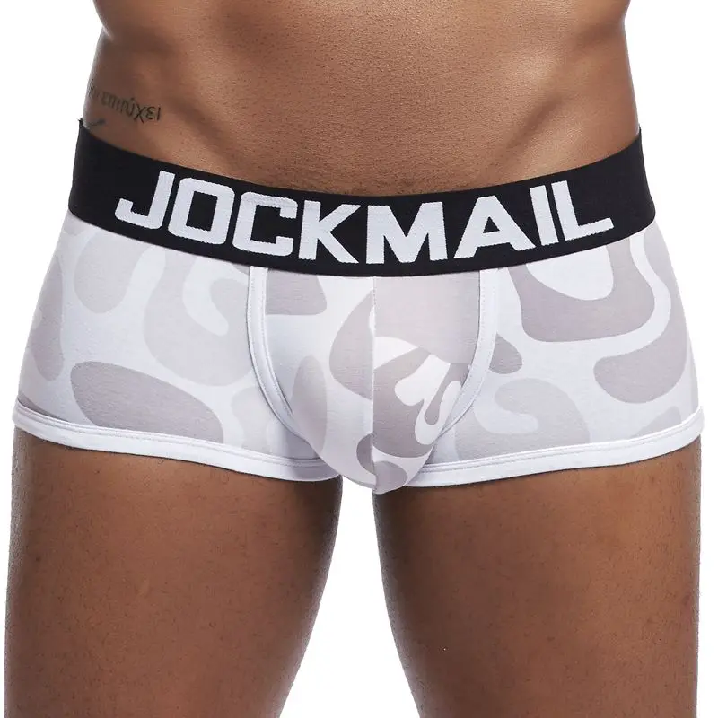 JOCKMAIL, Брендовые мужские трусы, дышащие боксеры, хлопковое Мужское нижнее белье, u-образный выпуклый мешочек, сексуальные трусы с принтом листьев, домашняя одежда, шорты