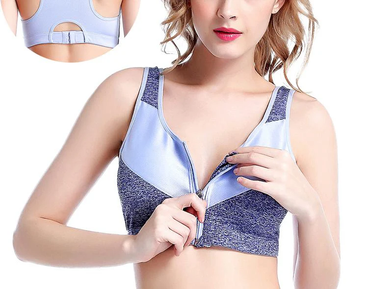Sports Tops Female Zipper Push Up Sports Bras Fitness Running Yoga Padded Breathable Shockproof Gym Vest Tops Womens Sport Bh     -750x750