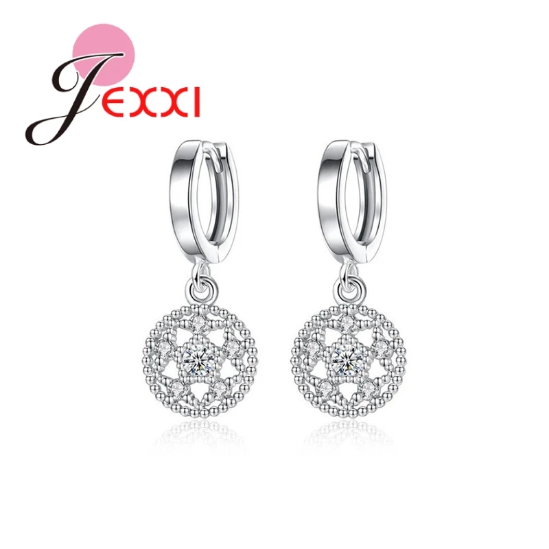 

High Quality Austrian Crystals 925 Sterling Silver Drop Earrings Top Grade Ear Jewelry For Women Bridal