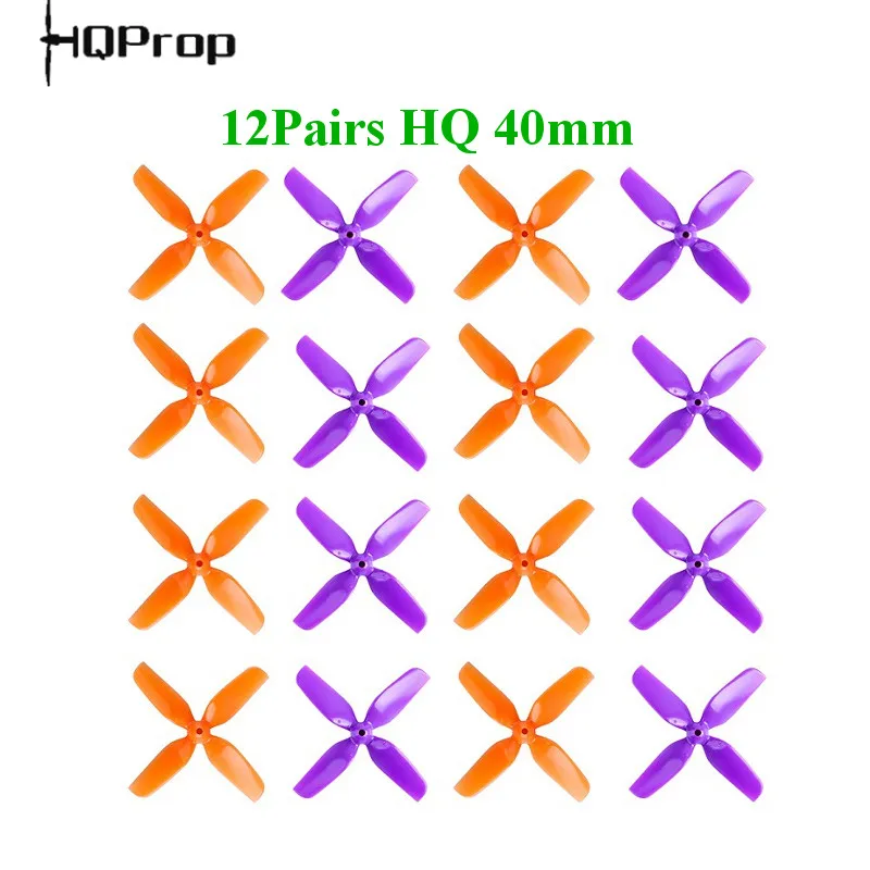 

12Pairs 24PCS HQ 40mm 1.6inch 4 Blade propeller Prop 1mm/1.5mm Hole for 0802/0804/0706 Brushless Motor FPV Racing Drone