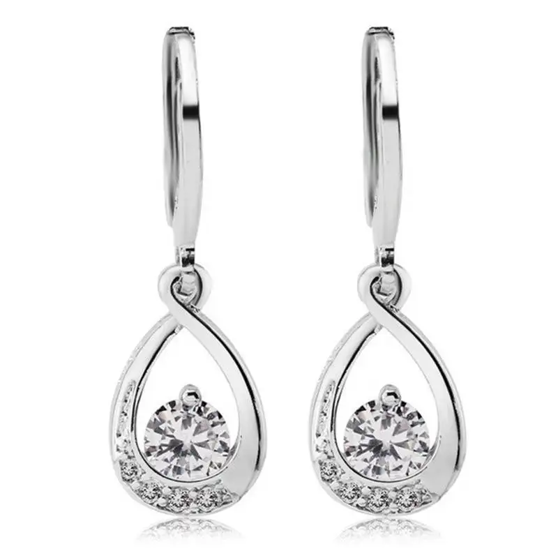 

Fashion AAA Zircon Silver color Water Drop Earrings Wedding Earrings for Women Jewelry Gifts Y-20