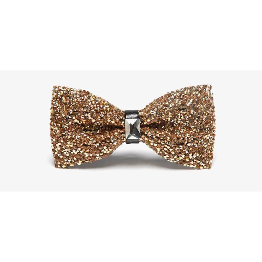 Мужские роскошные сверкающие галстуки-бабочки благородные блестящие хрустальные стразы свадебные галстуки-бабочки BWTQN0030 - Цвет: Gold