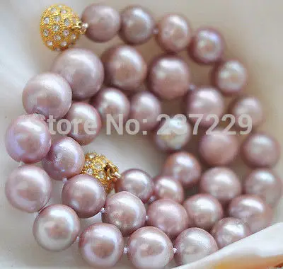 

HOT## Wholesale price ^^^10-11MM Genuine Lavender akoya cultured pearl necklace Magnet Clasp 18
