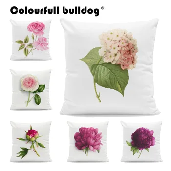 

Colorful Flowers Throw Pillows Bauhinia Hydrangea Cushion Cover Pink Purple Violet Carnation Pillow Cases Office Home Decoration