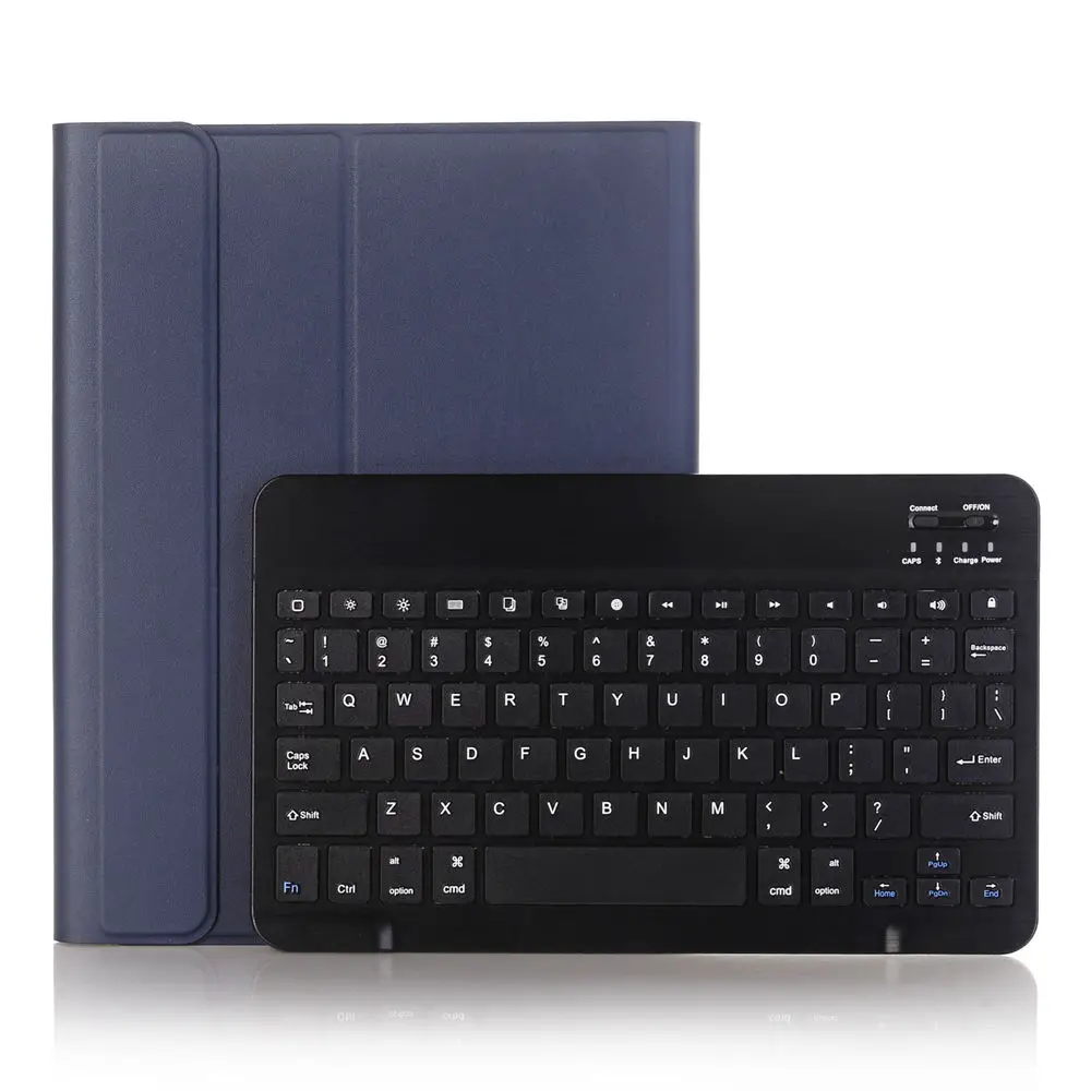 Для iPad Air 3 10,5 Съемный Bluetooth русский/испанский/Иврит Клавиатура+ тонкий стенд из искусственной кожи Чехол встроенный карандаш держатель - Цвет: Deep Blue