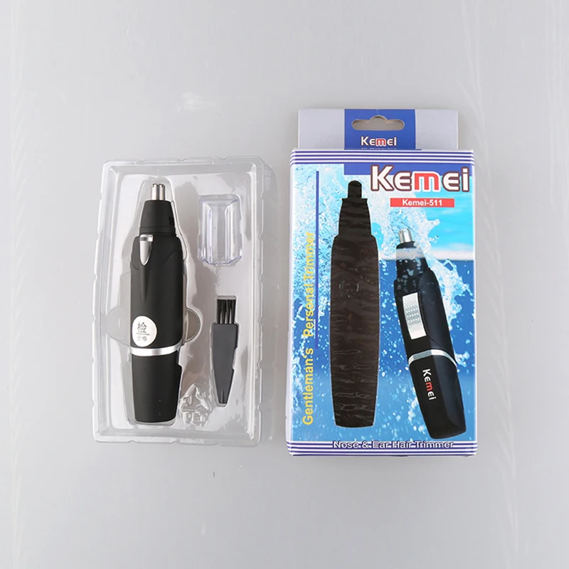 Kemei KM-511 электрический триммер для носа для мужчин красота AA батарея нос ухо машинка для стрижки волос удаление и мужчин черный нос Резка волос