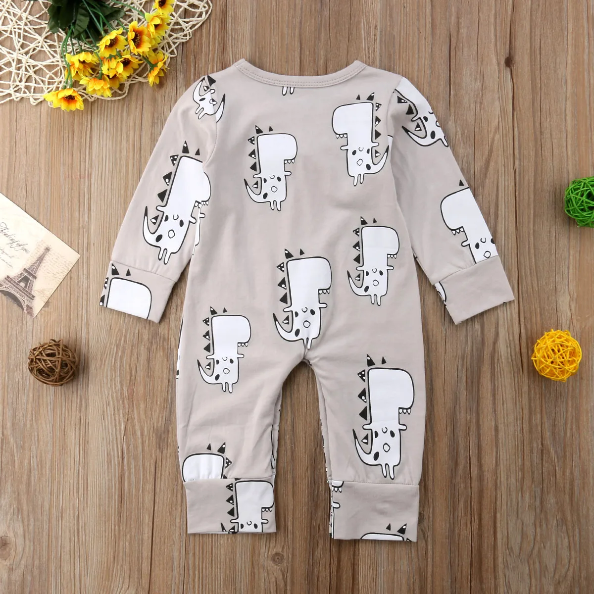 Комбинезон Emmababy из мягкого хлопка с длинным рукавом и бантом для новорожденных