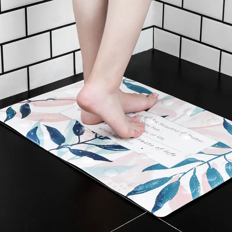 

Household Bathroom Carpet Concise Anti-slip Suction Cup Square Shape Cute Bath Mat