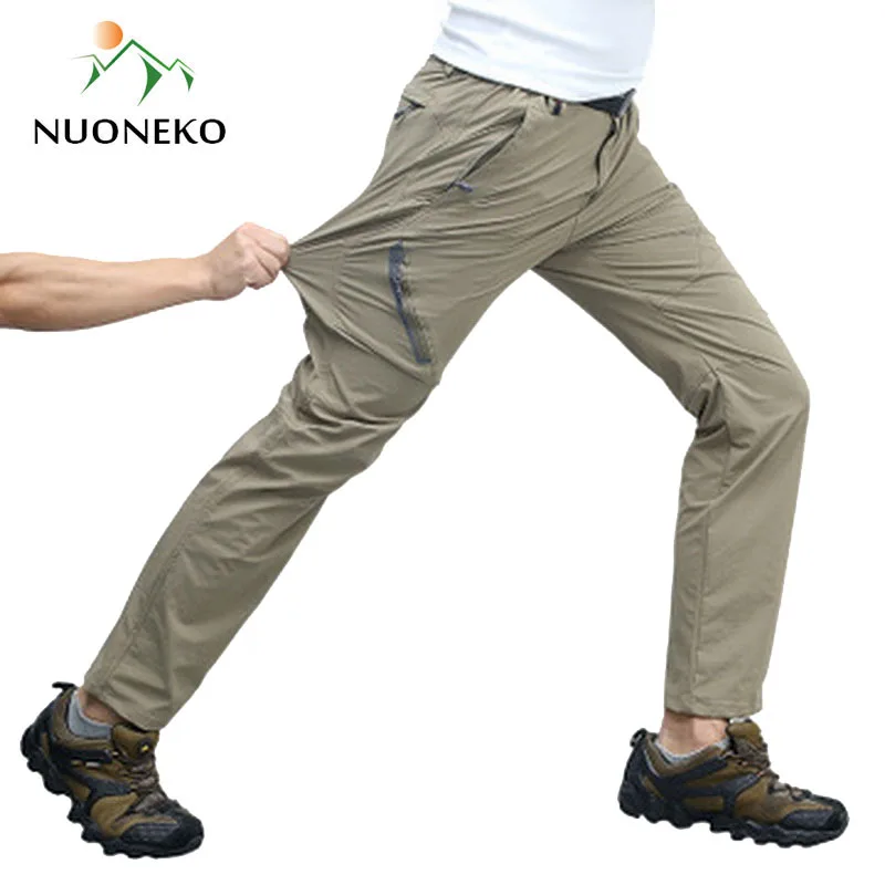 NUONEKO Stretch Hiking Pants Mens Outdoor Sports Breathable Mountain Trekking Fishing Cycling Waterproof Quick Dry Trousers PN12