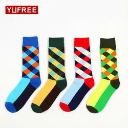 Yufree Для мужчин Англия Стиль Носки для девочек улица Harajuku модные носки без пятки Для мужчин Повседневное Винтаж плед Носки для девочек Для
