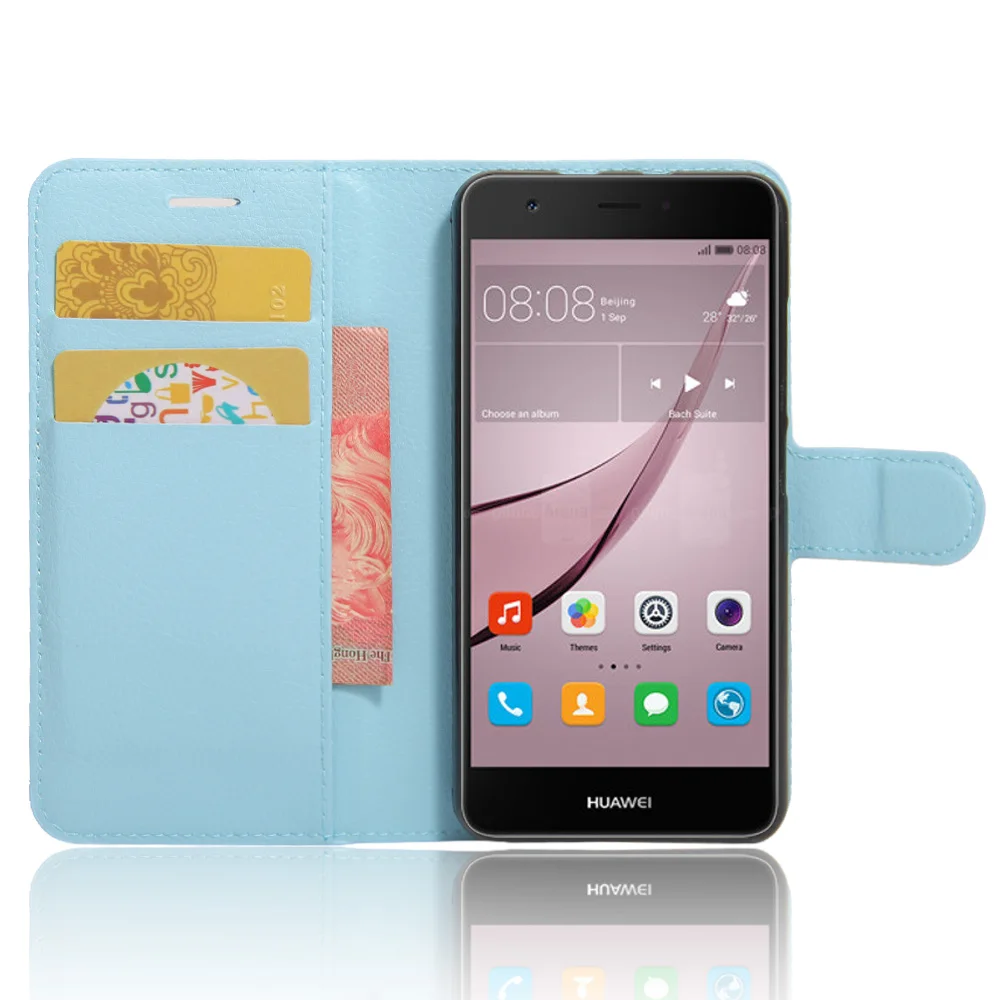 

Fashion Litchi Texture Leather Case for Huawei Nova Flip Cover Case 5.0 inch Wallet Stand Style Protective Shell With Card Slot
