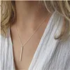 Nouveau Simple classique mode bâton pendentif collier chaîne carré cuivre Collares longue bande barre de charme bijoux pour les femmes ► Photo 2/4