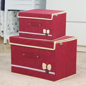 

1set Cotton And Liene Storage Box With Cap Small +Large Size Clothes Socks Toy Snacks Sundries Oraganier