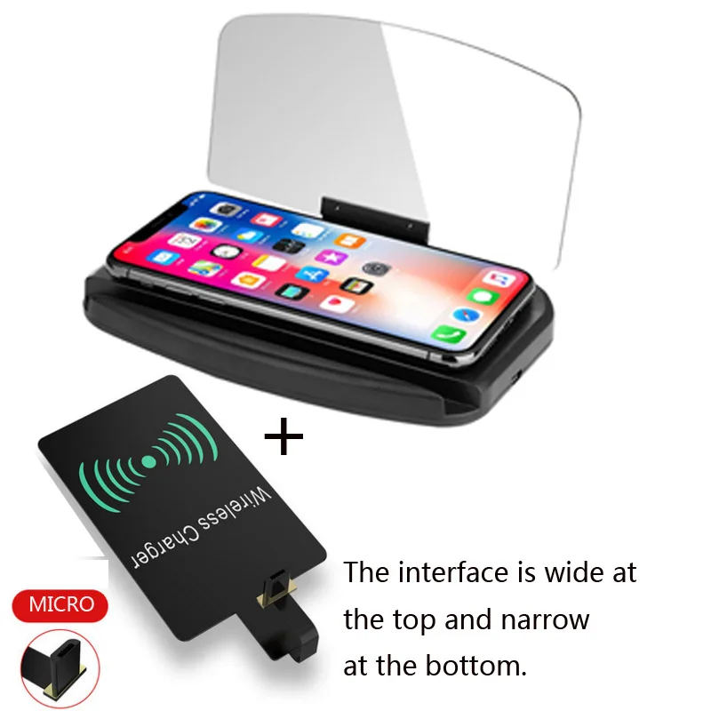 Add receiver Универсальное Qi быстрое автомобильное беспроводное зарядное устройство для iPhone X 8 Plus, автомобильный HUD Дисплей, автомобильный зарядный кронштейн для samsung S8 S9 Plus - Тип штекера: Add receiver