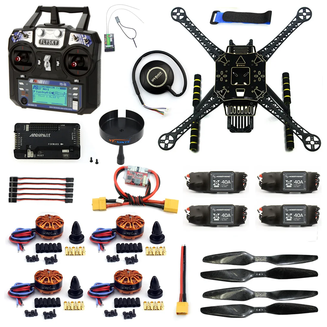 DIY RC Drone 4 Axle FPV S600 Frame Kit with APM 2.8 No Compass Flysky