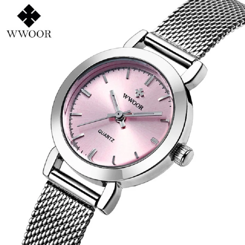 

WWOOR Women Dress Watches Luxury Brand Ladies Quartz Watch Stainless Steel Mesh Band Casual Gold Bracelet Watch montres femme