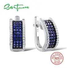 SANTUZZA серебряные серьги для женщин 925 пробы серебряные серьги-клипс Серебро 925 с камнями Кубический Цирконий brincos Ювелирные Изделия